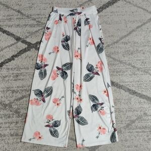Floral Wide-Leg Pants, Size S